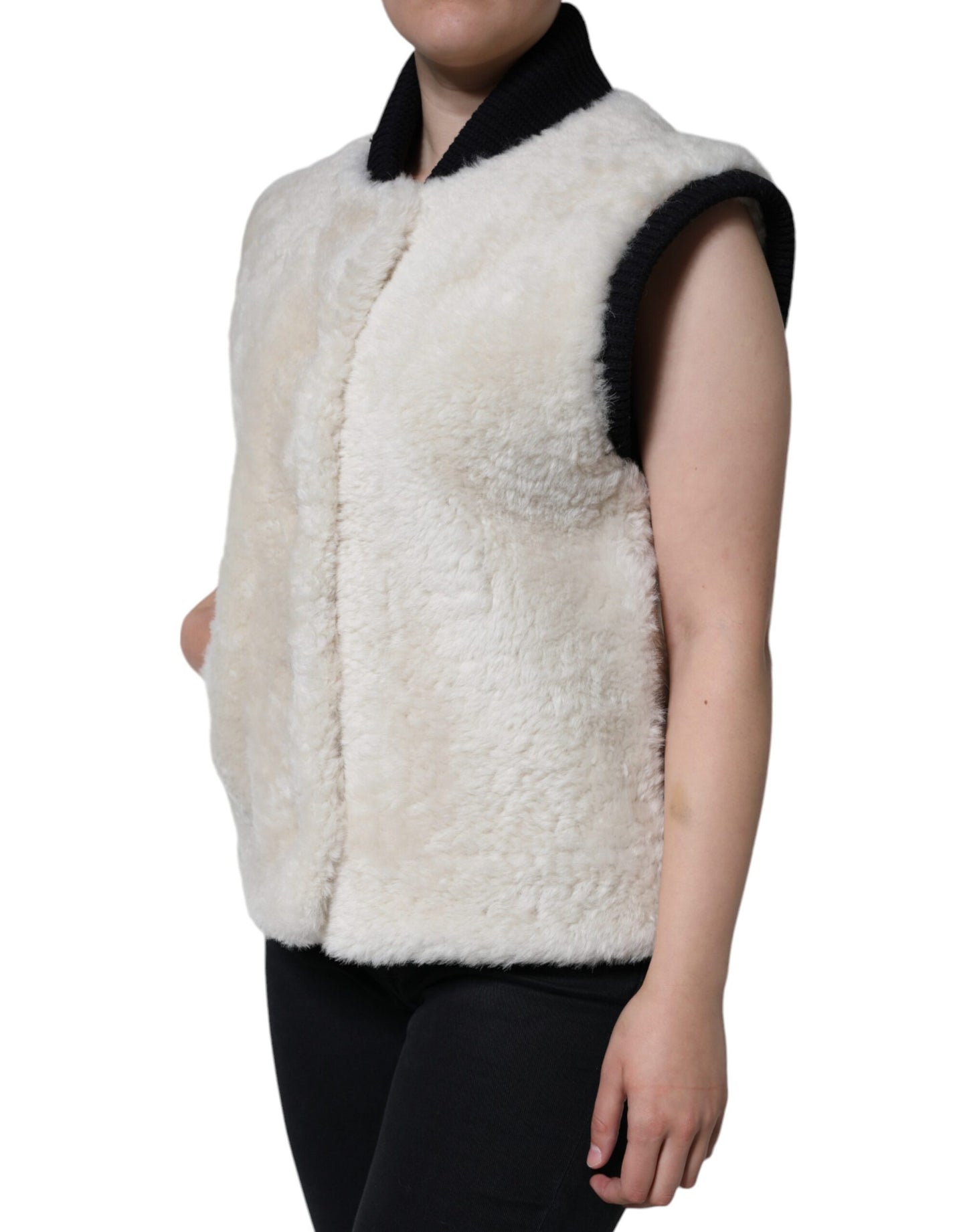 Chaqueta de abrigo tipo chaleco de piel de oveja blanca WARRENFORD