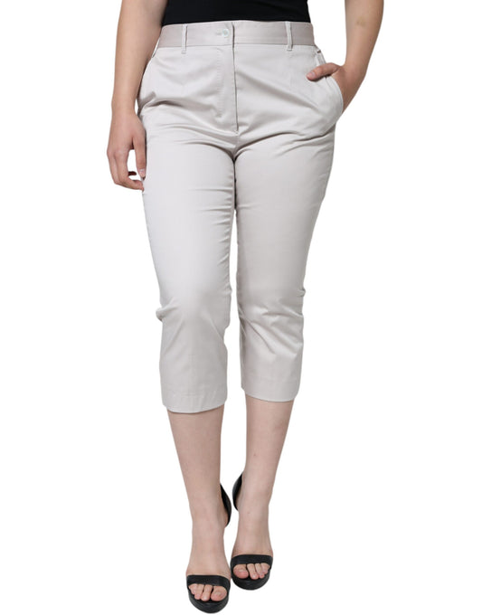 Pantalones pitillo de algodón blanco con cintura media