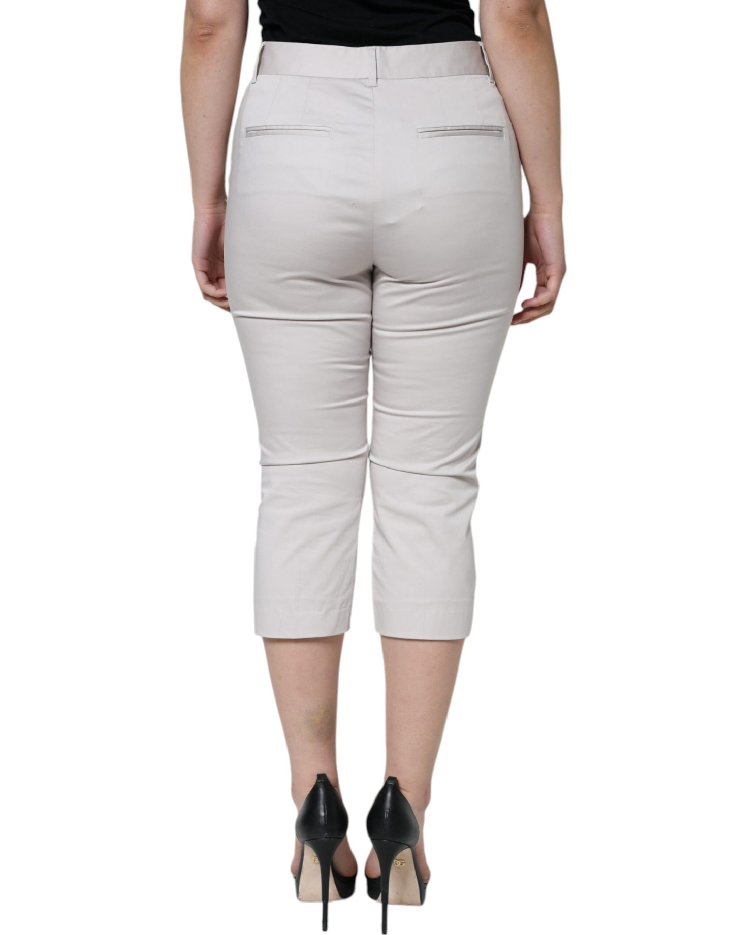 Pantalones pitillo de algodón blanco con cintura media
