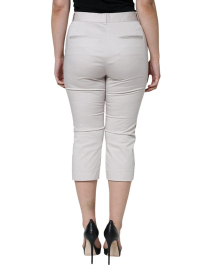 Pantalones pitillo de algodón blanco con cintura media