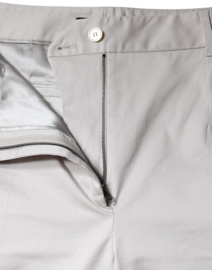 Pantalones pitillo de algodón blanco con cintura media