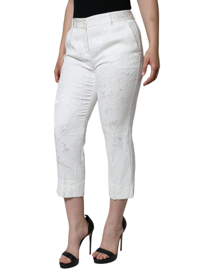 Pantalones cortos de algodón con brocado floral blanco