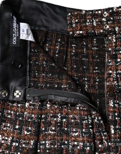 Minifalda acampanada de tweed escocés de cintura alta multicolor