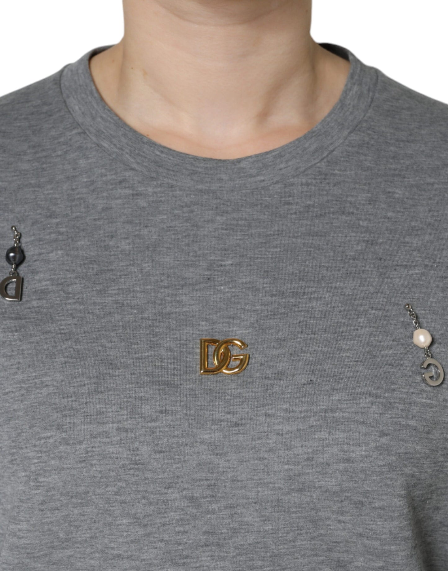 Camiseta adornada de mezcla de algodón gris