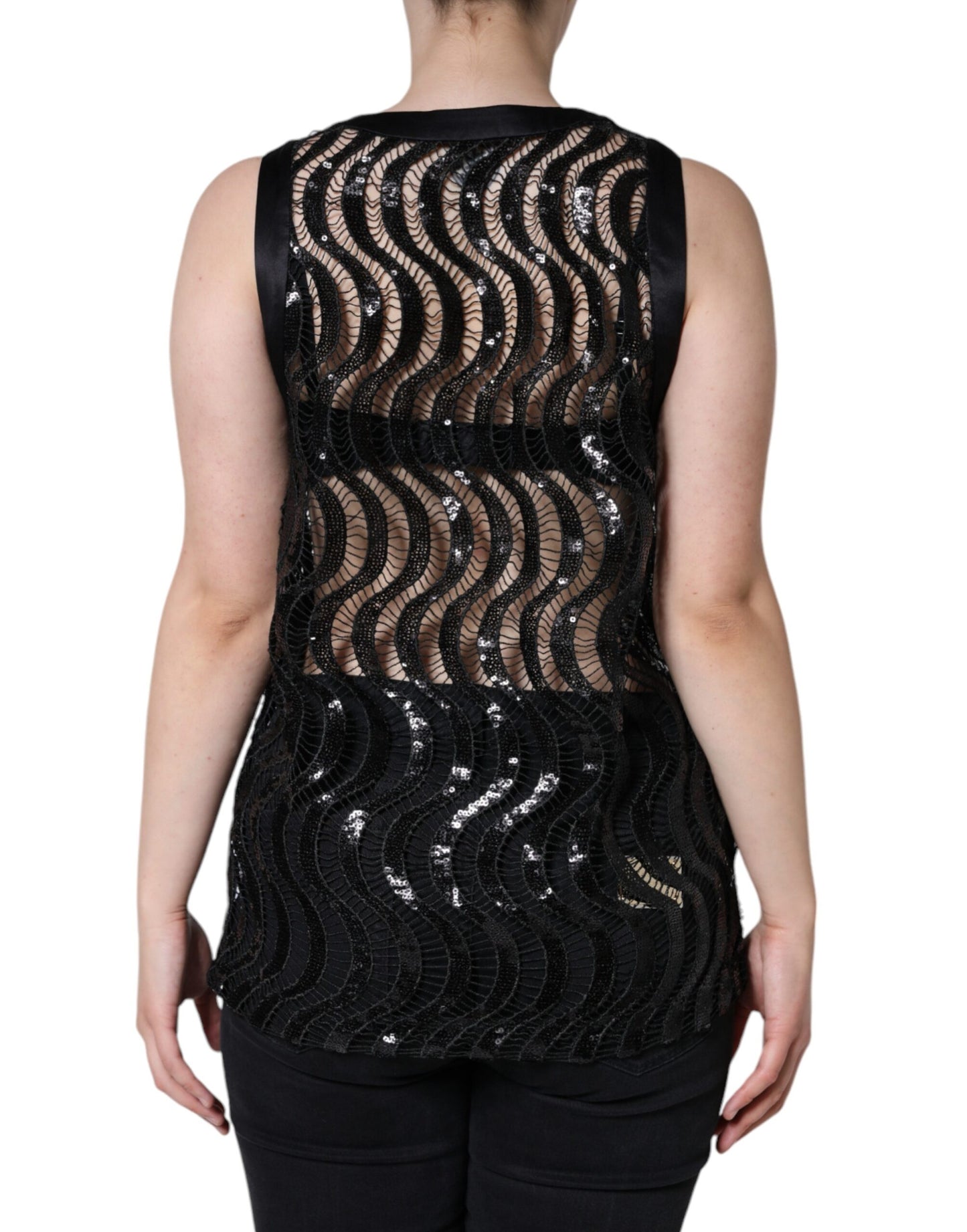Blusa sin mangas con lentejuelas negras