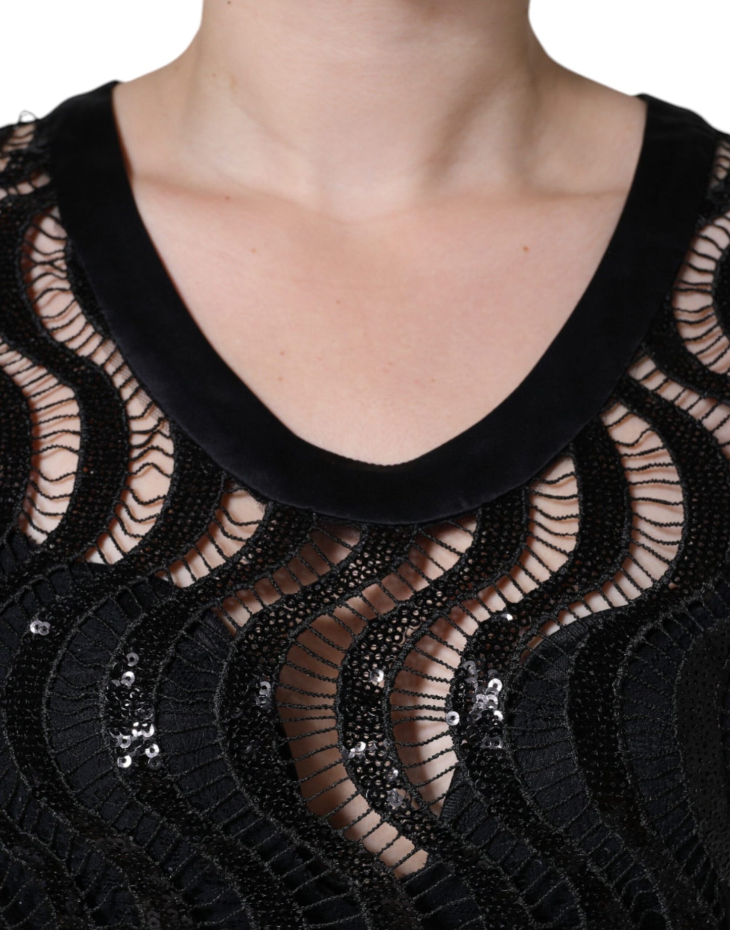 Blusa sin mangas con lentejuelas negras