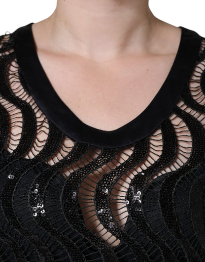 Blusa sin mangas con lentejuelas negras