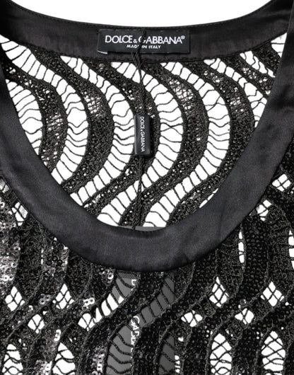 Blusa sin mangas con lentejuelas negras