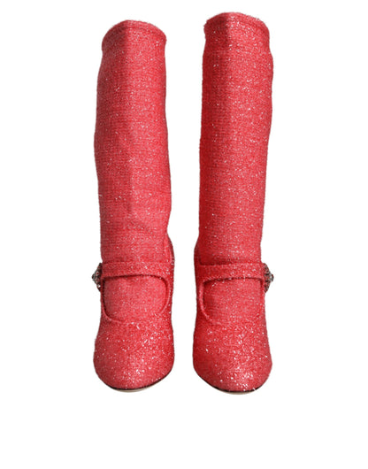 Botas altas de fantasía de lúrex con cristales rosas