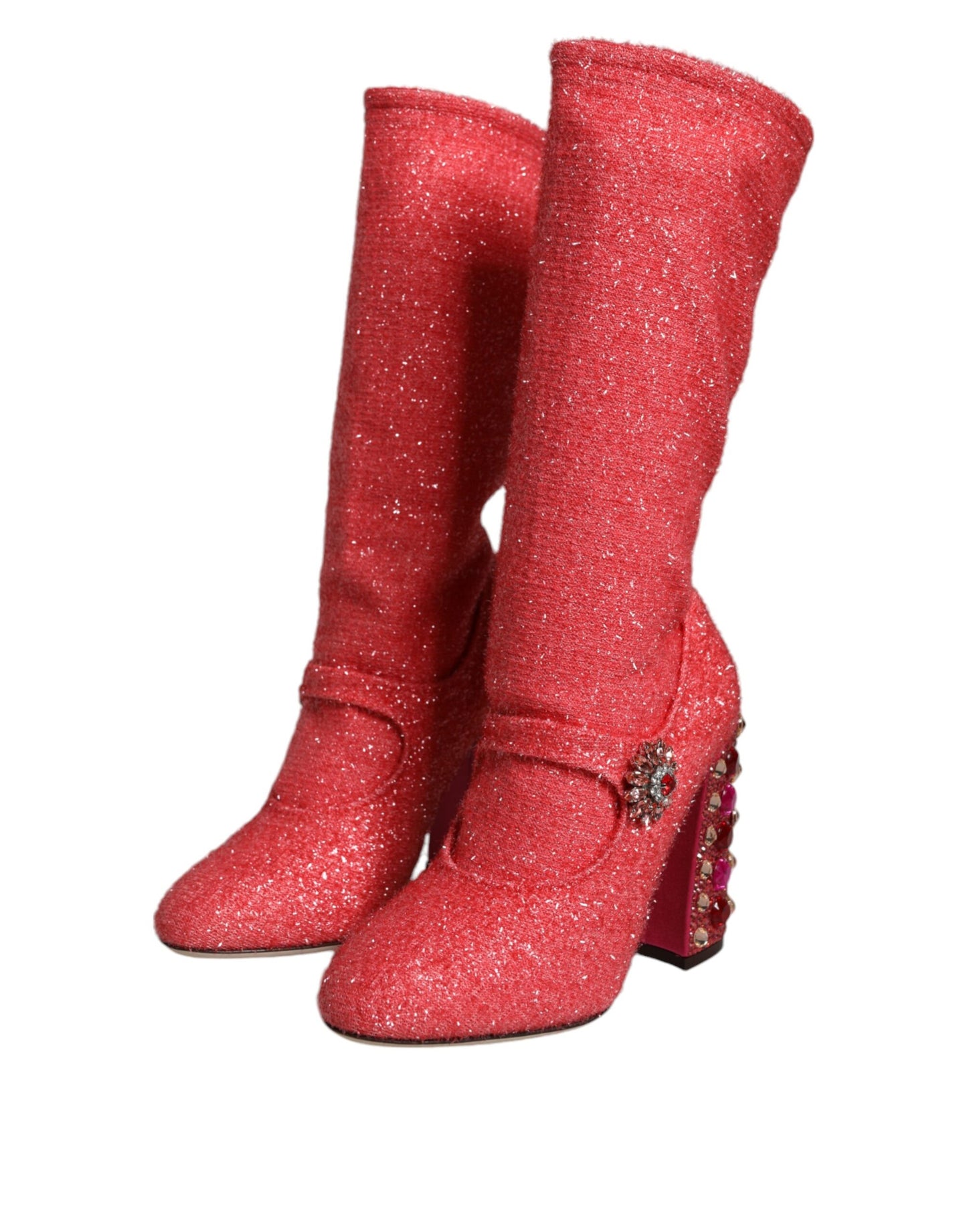 Botas altas de fantasía de lúrex con cristales rosas