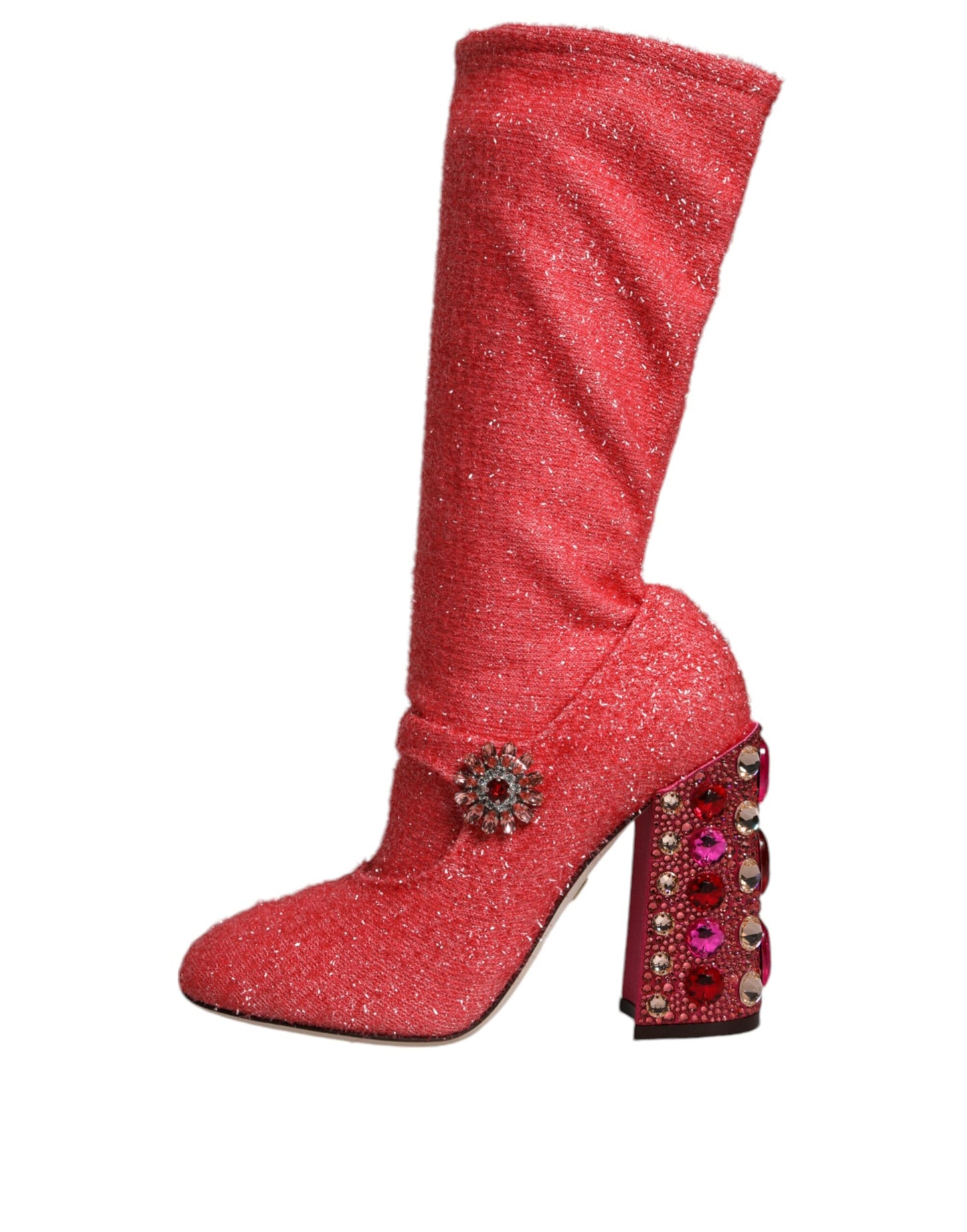Botas altas de fantasía de lúrex con cristales rosas