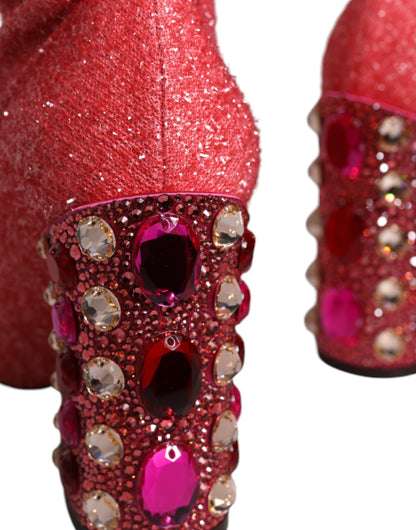 Botas altas de fantasía de lúrex con cristales rosas