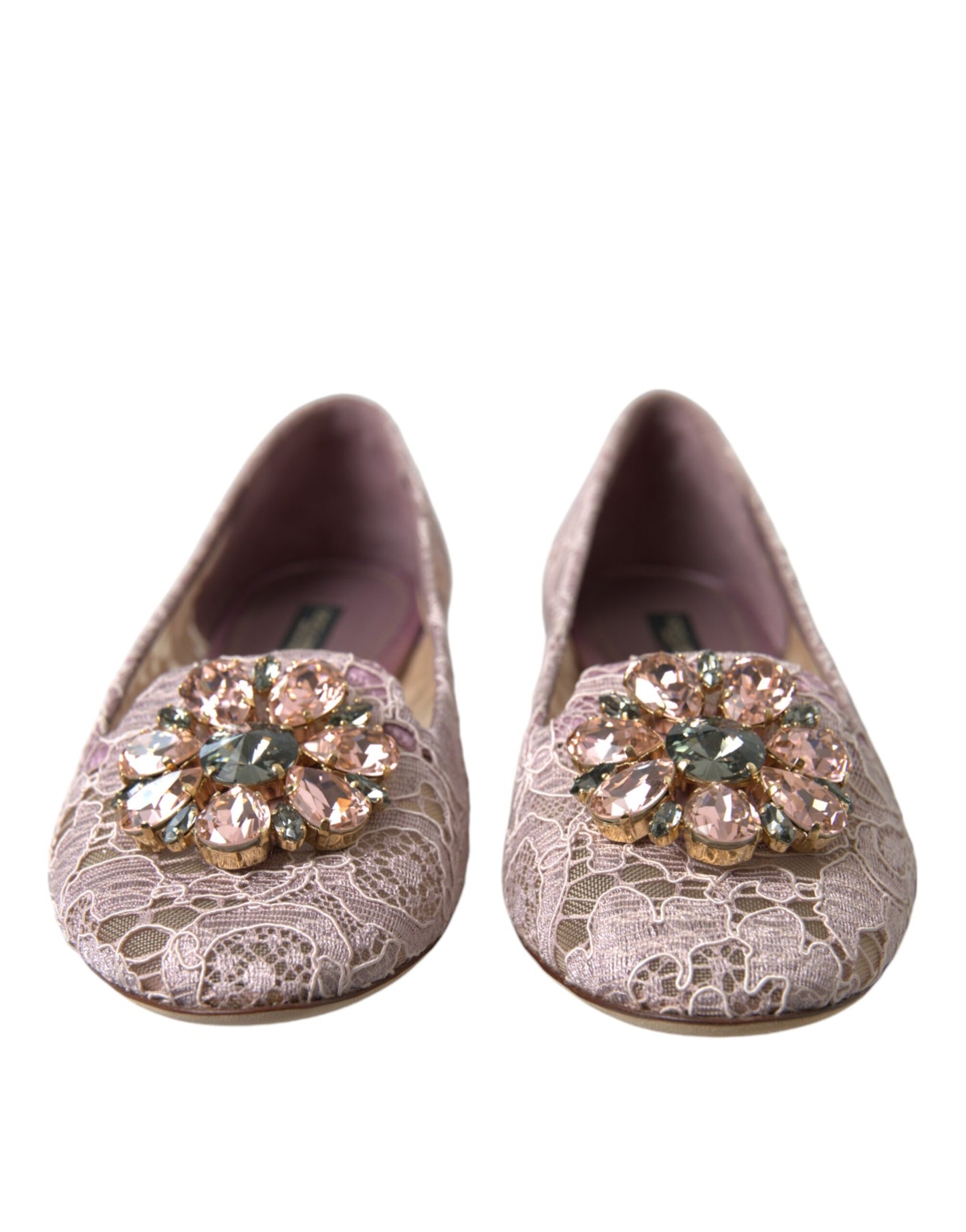 Bailarinas con cristales y encaje rosa, mocasines