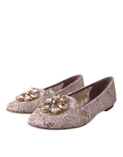 Bailarinas con cristales y encaje rosa, mocasines