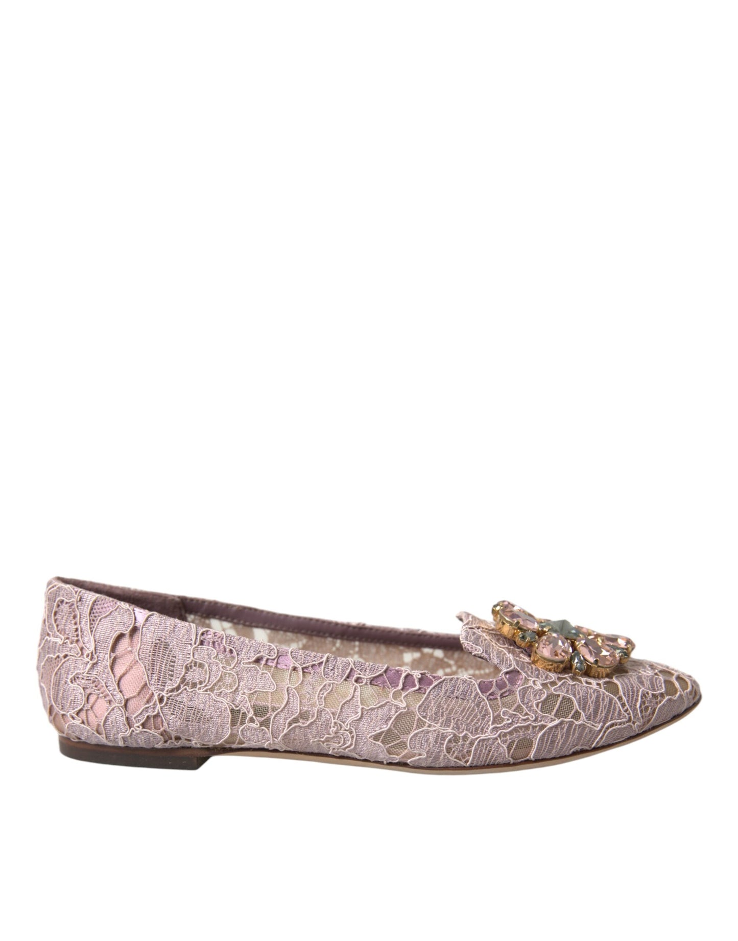 Bailarinas con cristales y encaje rosa, mocasines