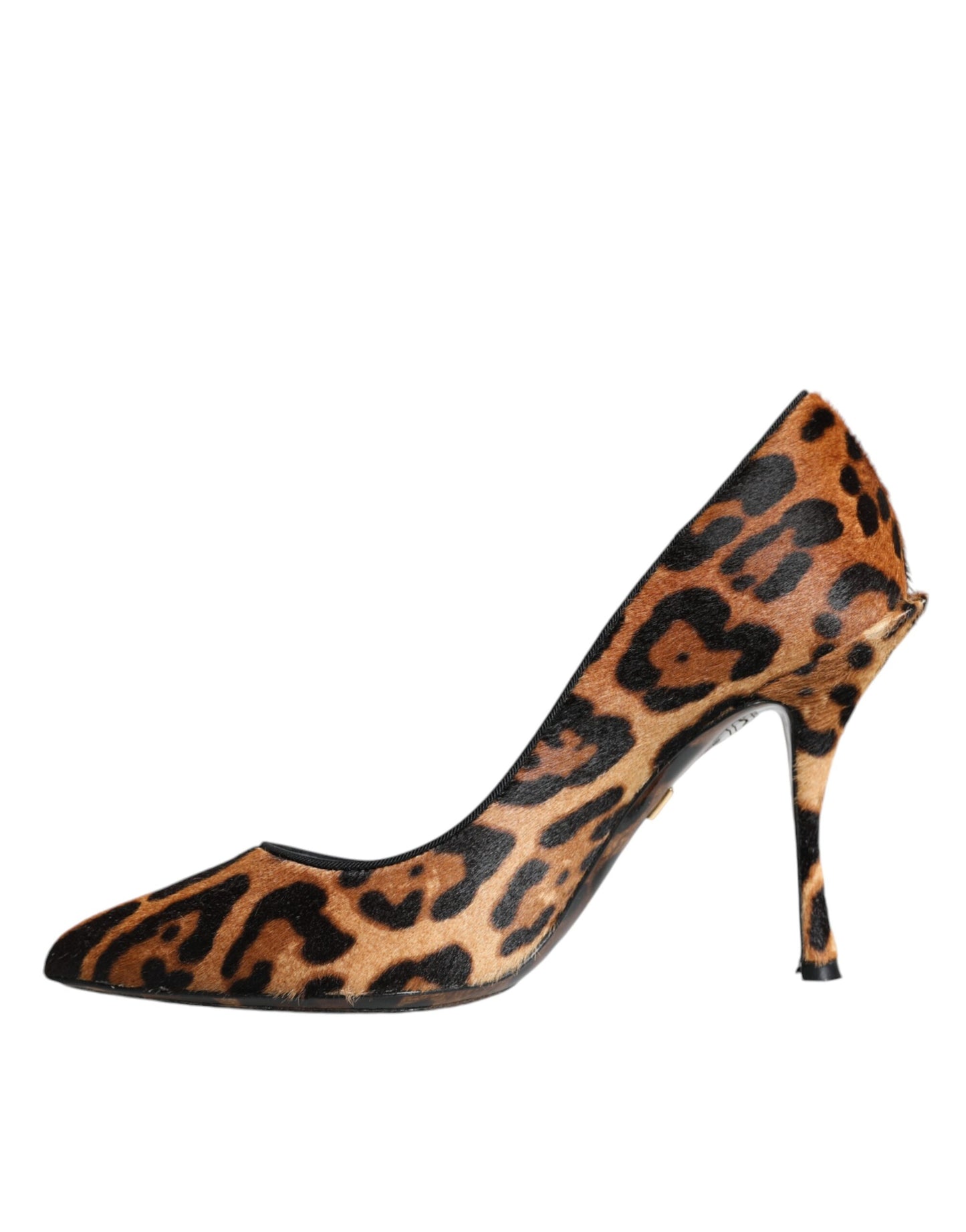 Zapatos de tacón de piel de becerro con estampado de leopardo marrón