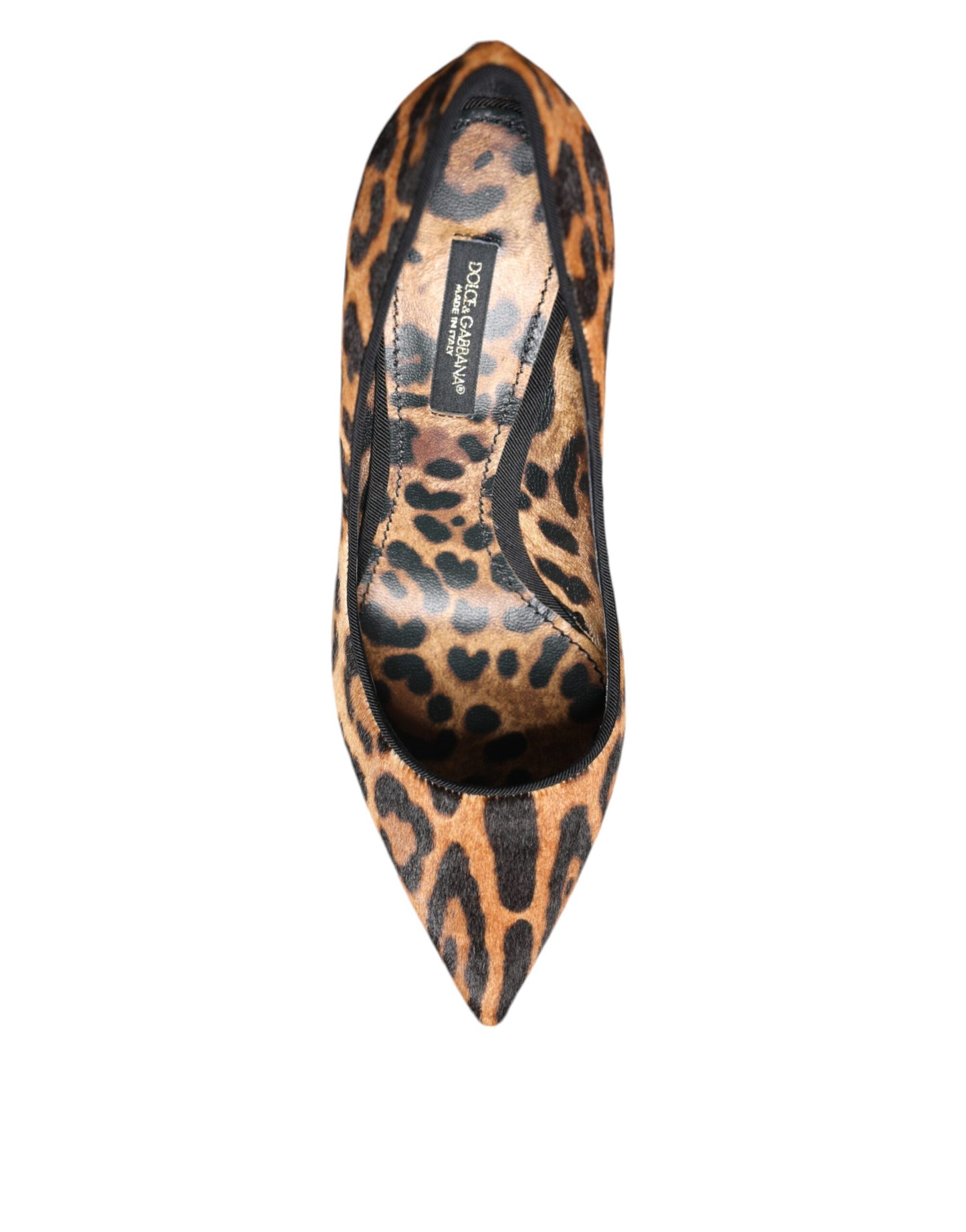Zapatos de tacón de piel de becerro con estampado de leopardo marrón