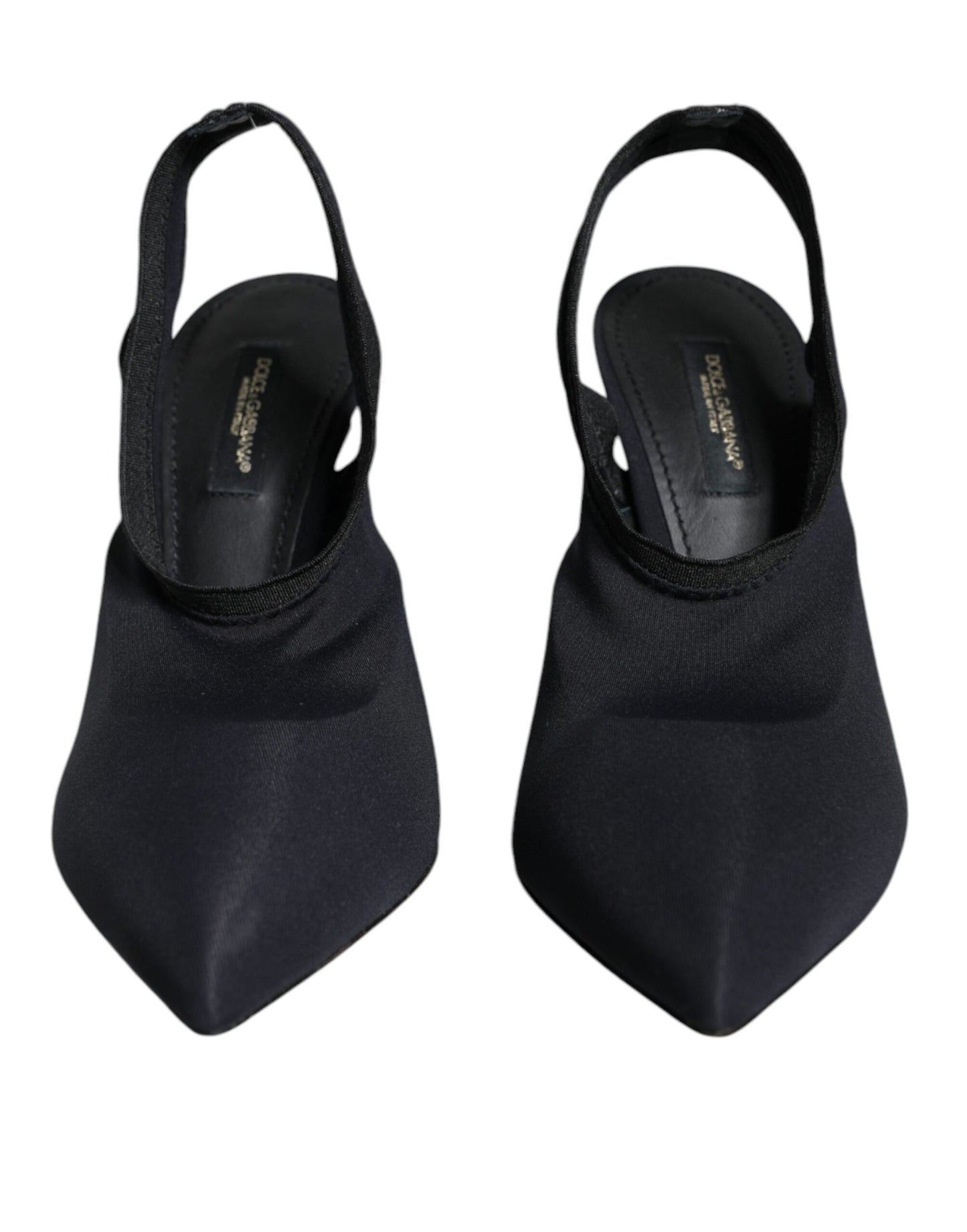 Zapatos de tacón elástico de jersey negro con tira trasera