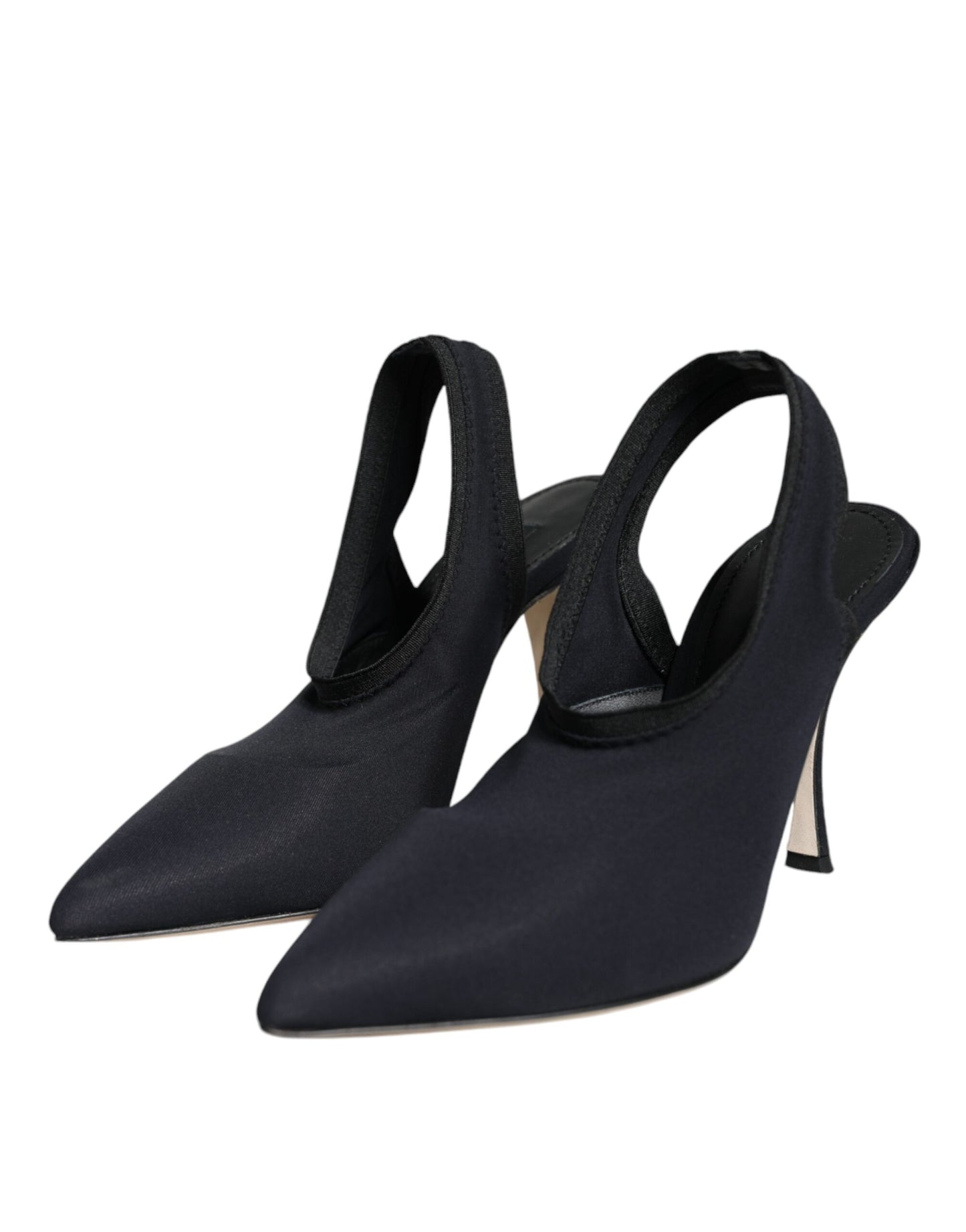 Zapatos de tacón elástico de jersey negro con tira trasera