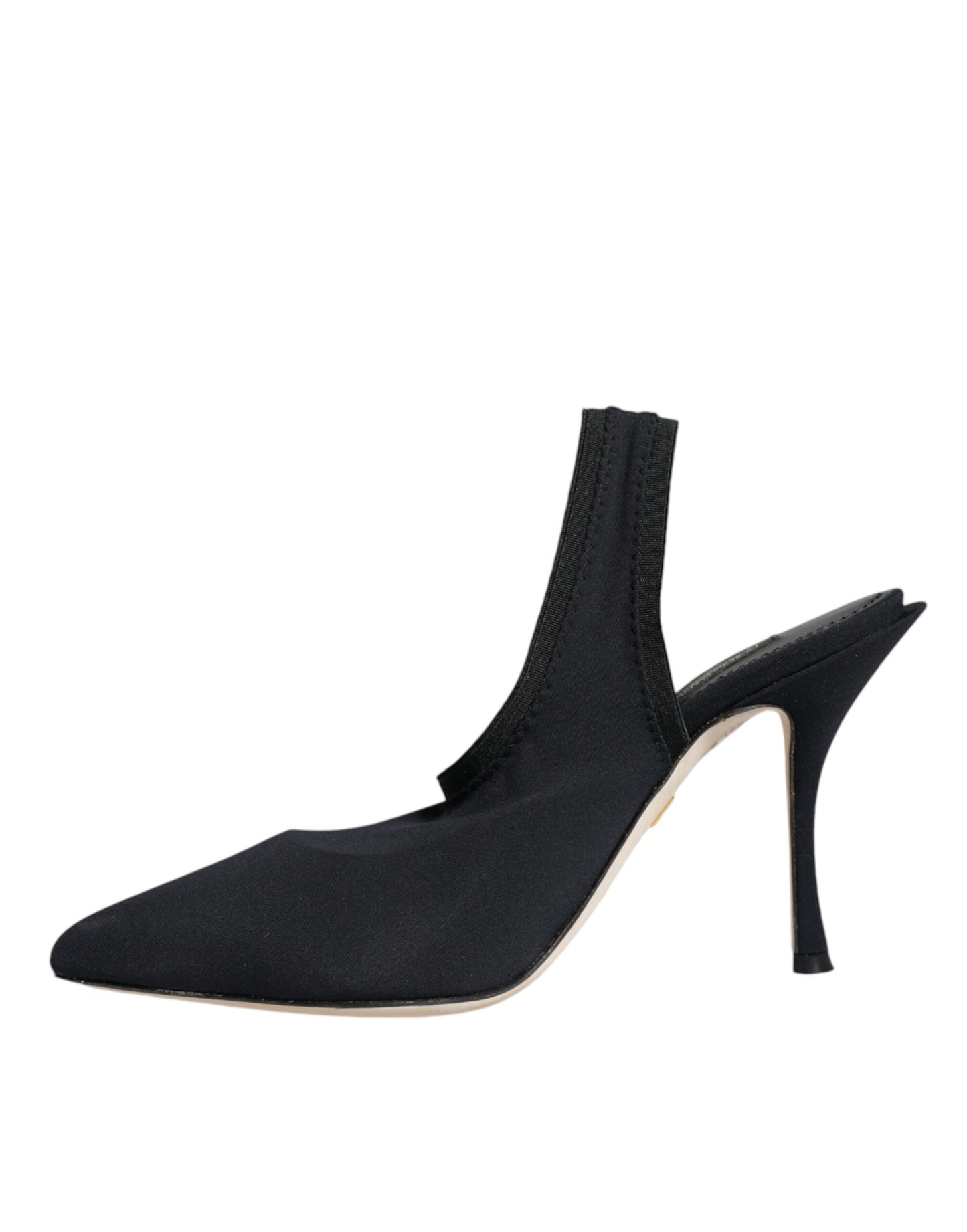 Zapatos de tacón elástico de jersey negro con tira trasera