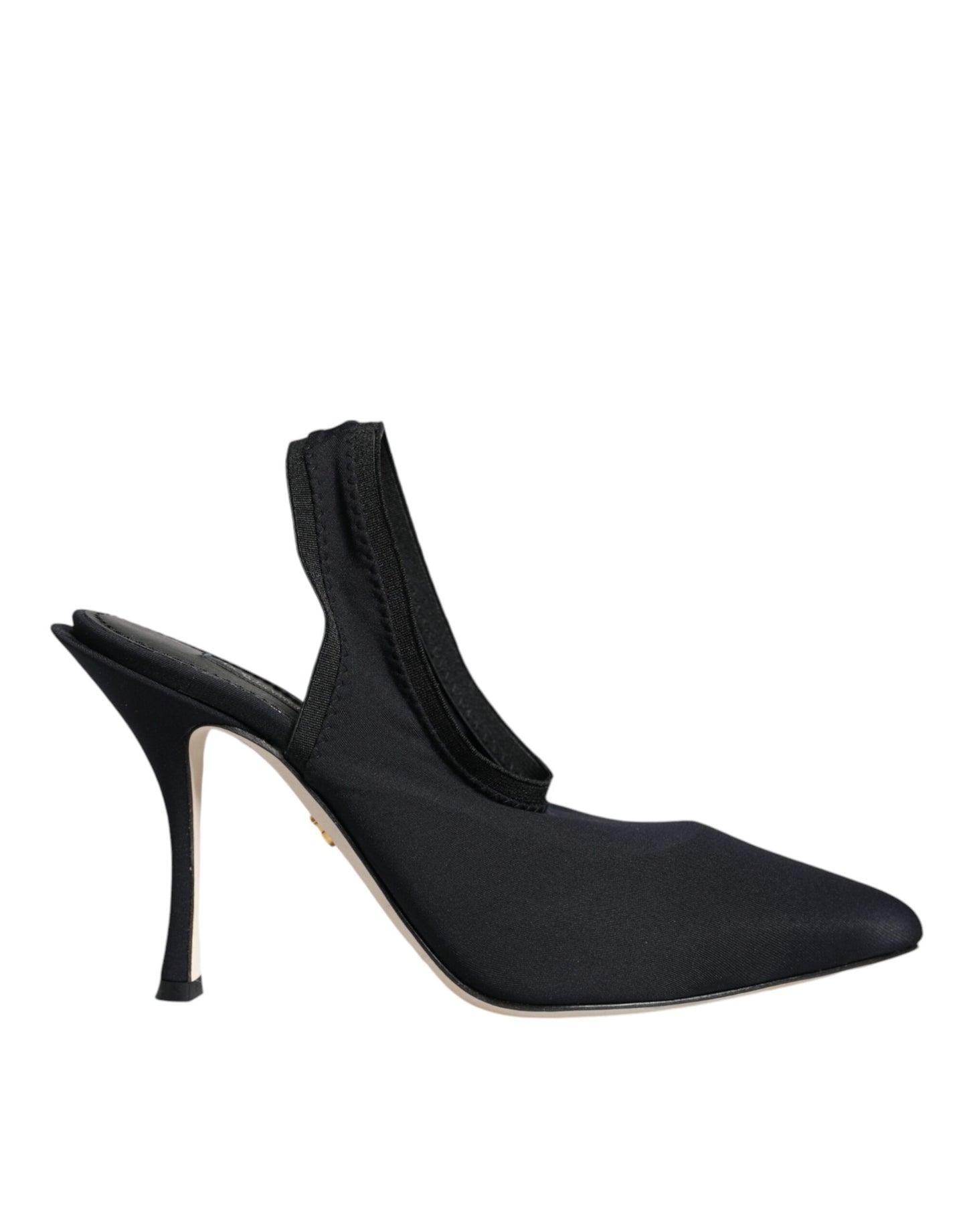 Zapatos de tacón elástico de jersey negro con tira trasera