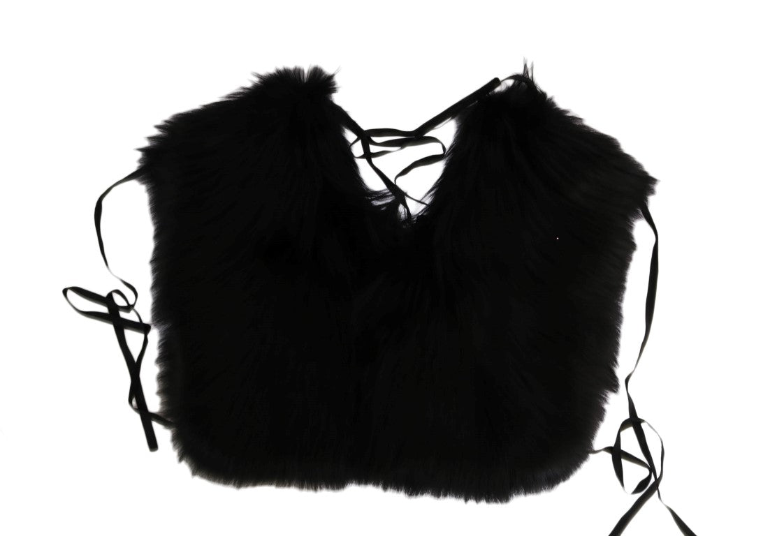 Elegante bufanda de piel de zorro plateada y negra