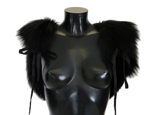 Elegante bufanda de piel de zorro plateada y negra