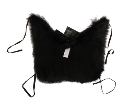 Elegante bufanda de piel de zorro plateada y negra