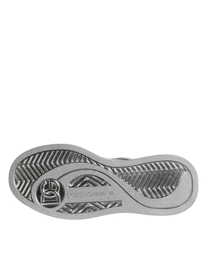 Zapatillas bajas de cuero blanco plateado