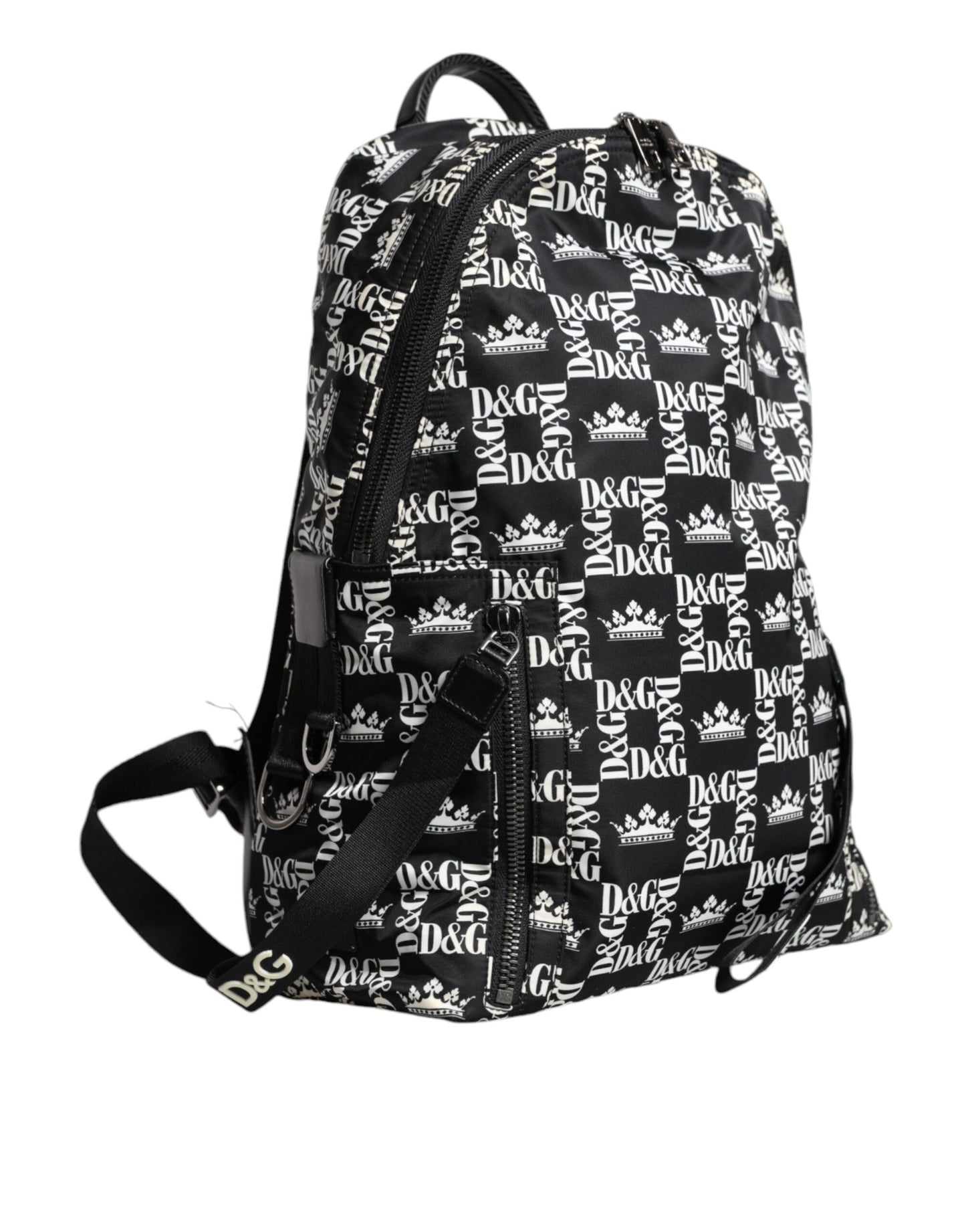 Mochila de nailon con el logotipo de la corona DG en blanco y negro