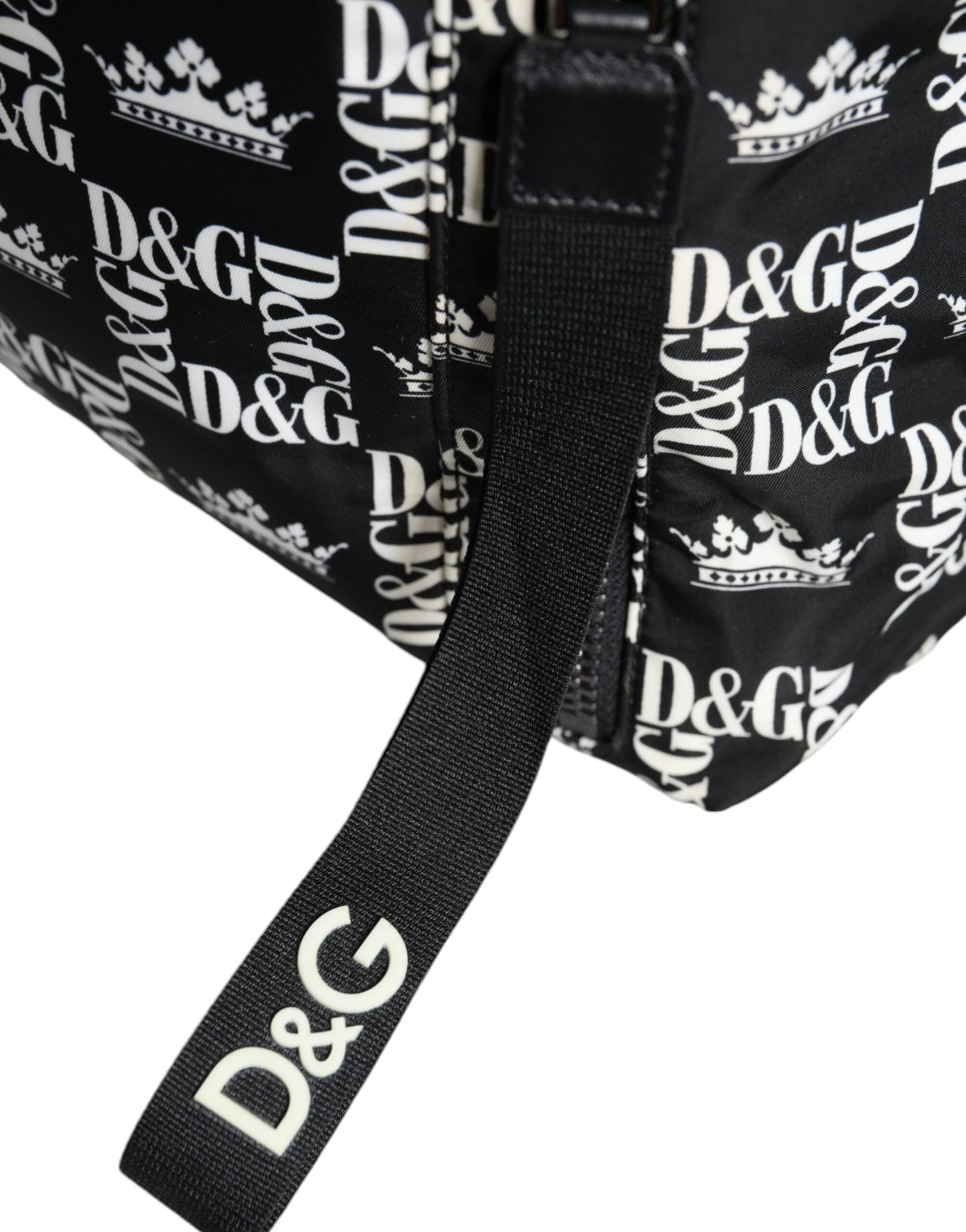 Mochila de nailon con el logotipo de la corona DG en blanco y negro