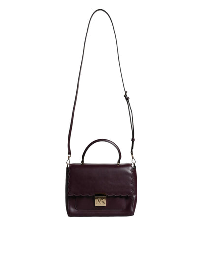 Bolso bandolera MINDY de piel morada con placa del logotipo