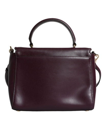 Bolso bandolera MINDY de piel morada con placa del logotipo