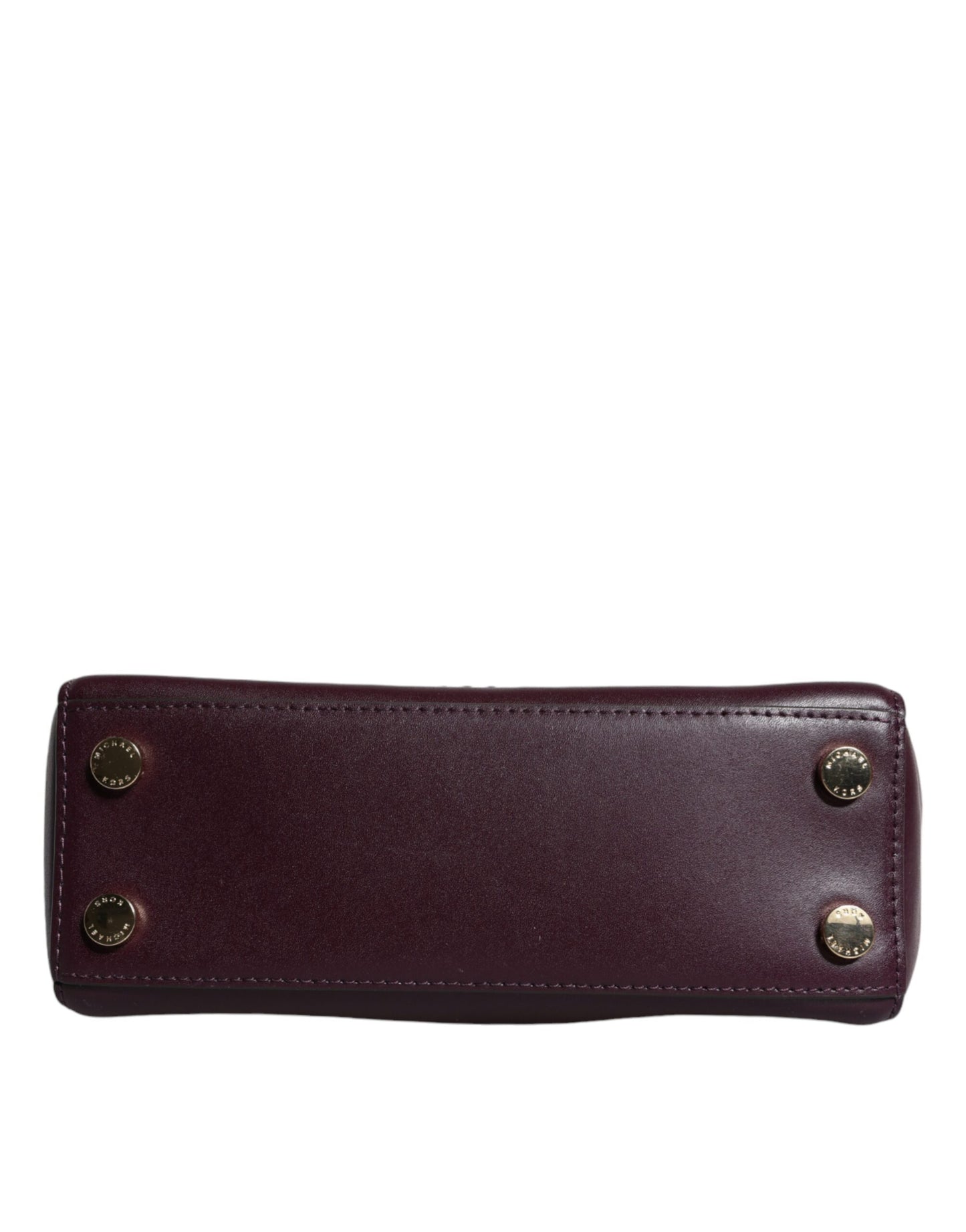 Bolso bandolera MINDY de piel morada con placa del logotipo