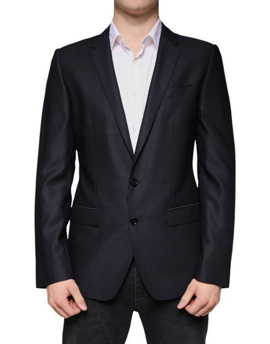 Blazer de lana azul oscuro con botonadura sencilla