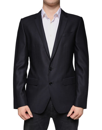 Blazer de lana azul oscuro con botonadura sencilla