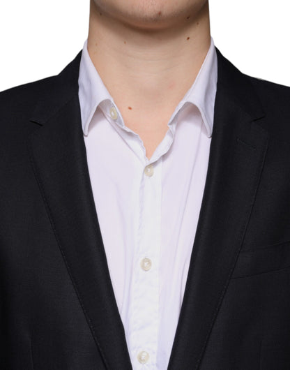 Blazer de lana azul oscuro con botonadura sencilla