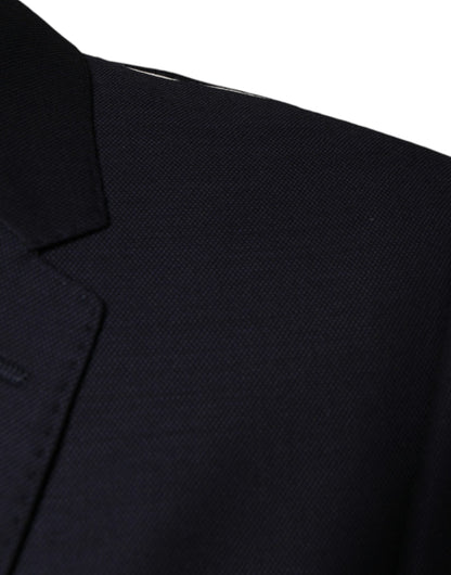 Blazer de lana azul oscuro con botonadura sencilla