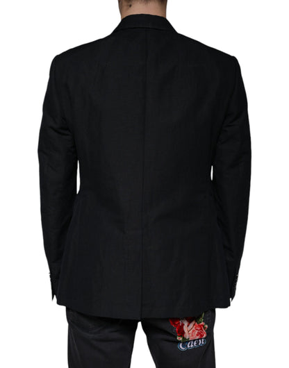 Blazer cruzado de lino negro