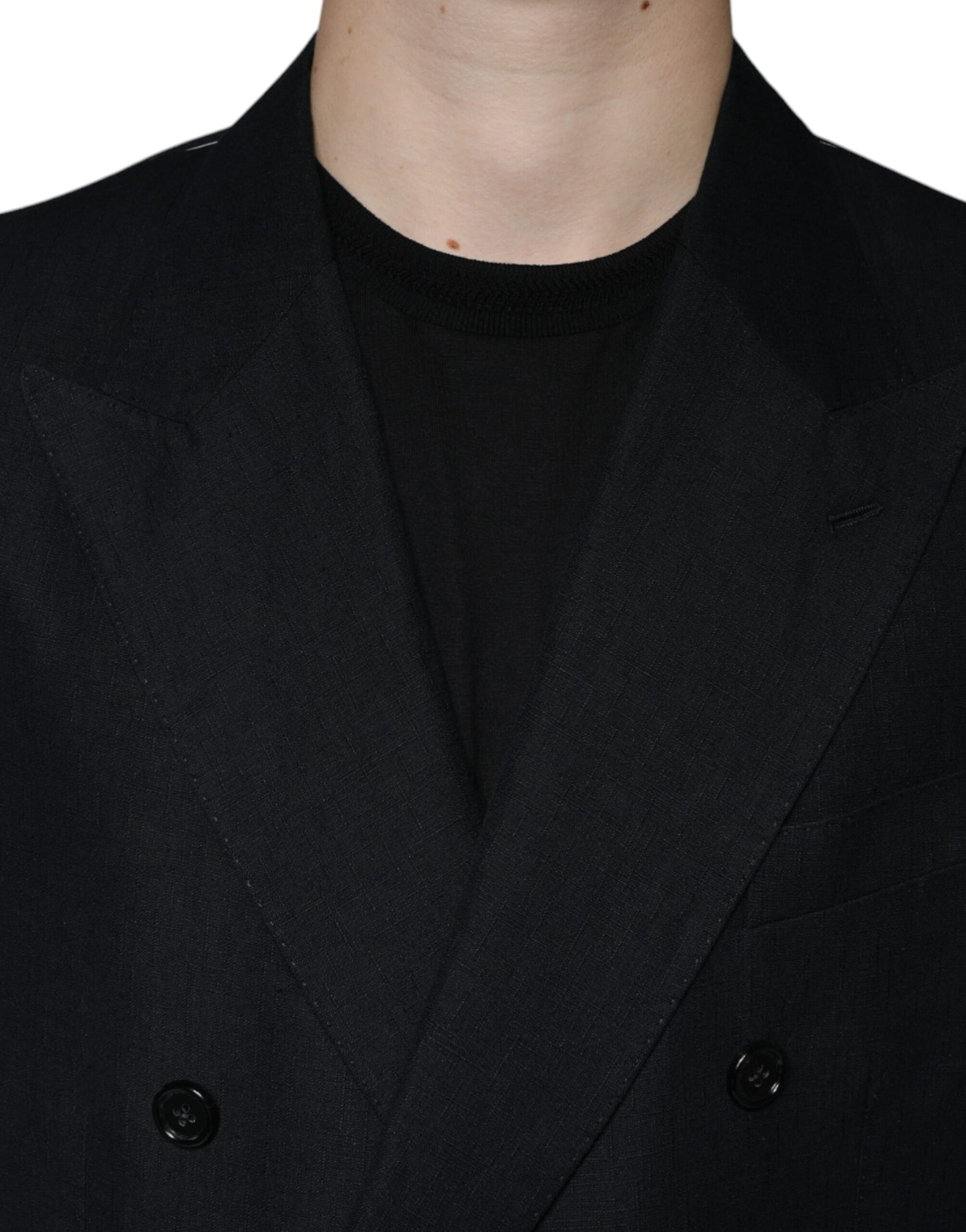 Blazer cruzado de lino negro