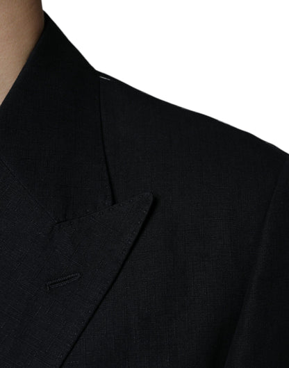 Blazer cruzado de lino negro
