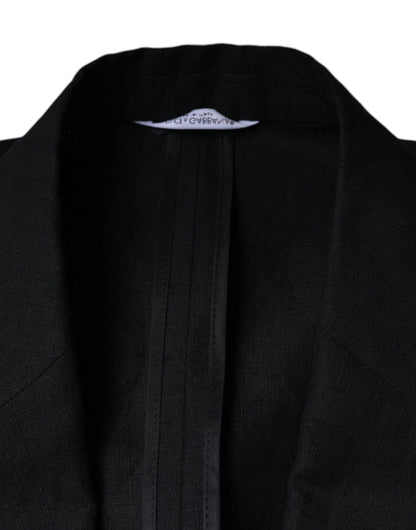 Blazer cruzado de lino negro