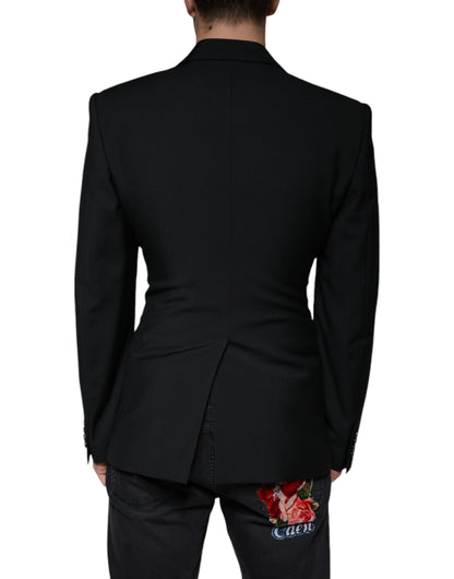 Blazer de vestir blanco y negro de botonadura sencilla