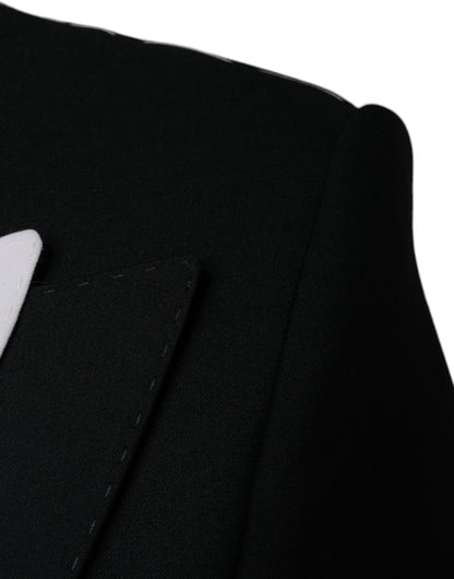 Blazer de vestir blanco y negro de botonadura sencilla
