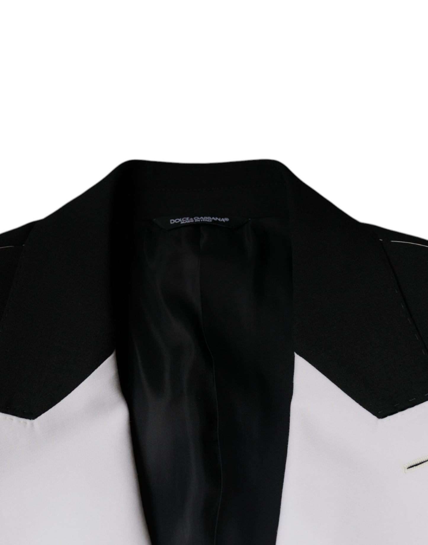 Blazer de vestir blanco y negro de botonadura sencilla