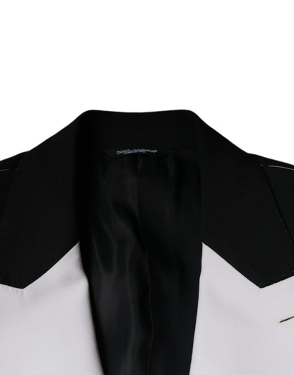 Blazer de vestir blanco y negro de botonadura sencilla