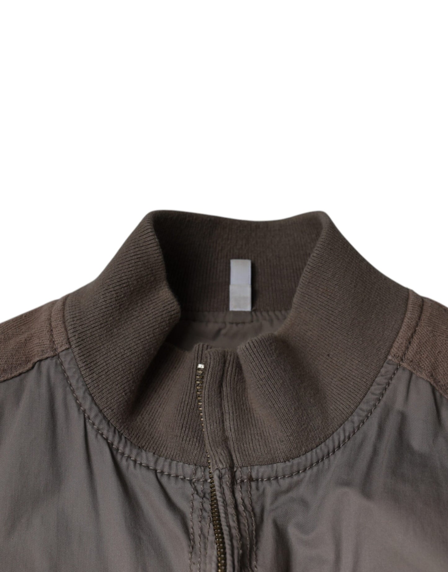 Chaqueta bomber de algodón marrón con cremallera completa y logotipo