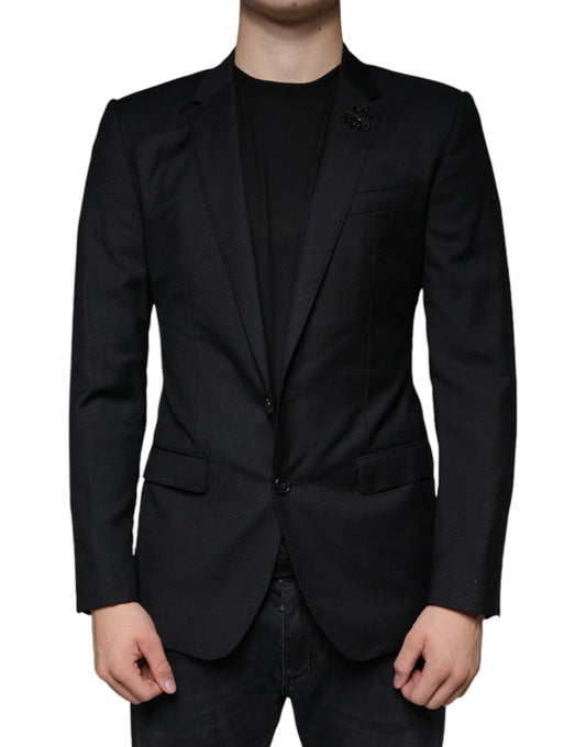 Blazer de botonadura sencilla con abeja MARTINI negra