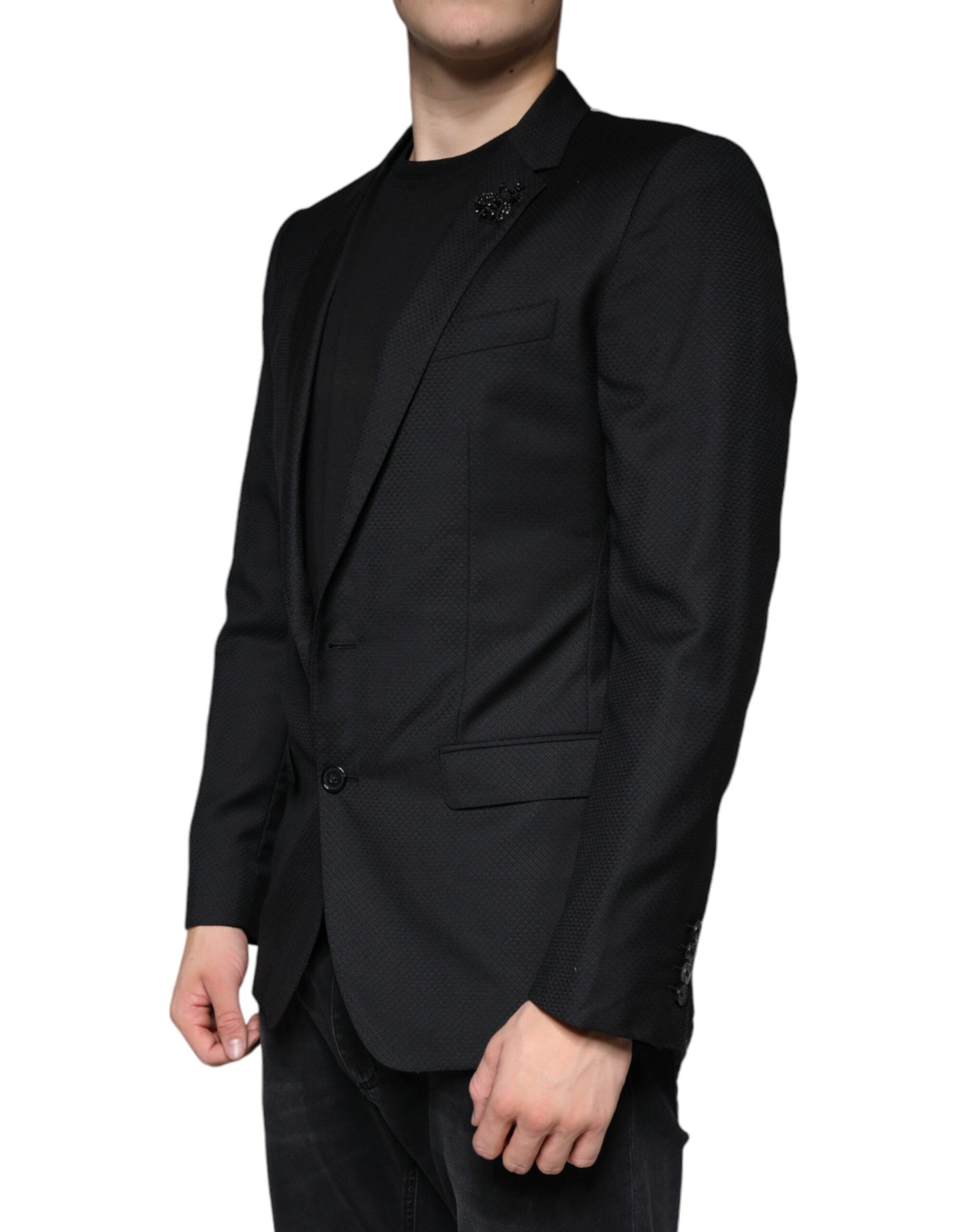 Blazer de botonadura sencilla con abeja MARTINI negra