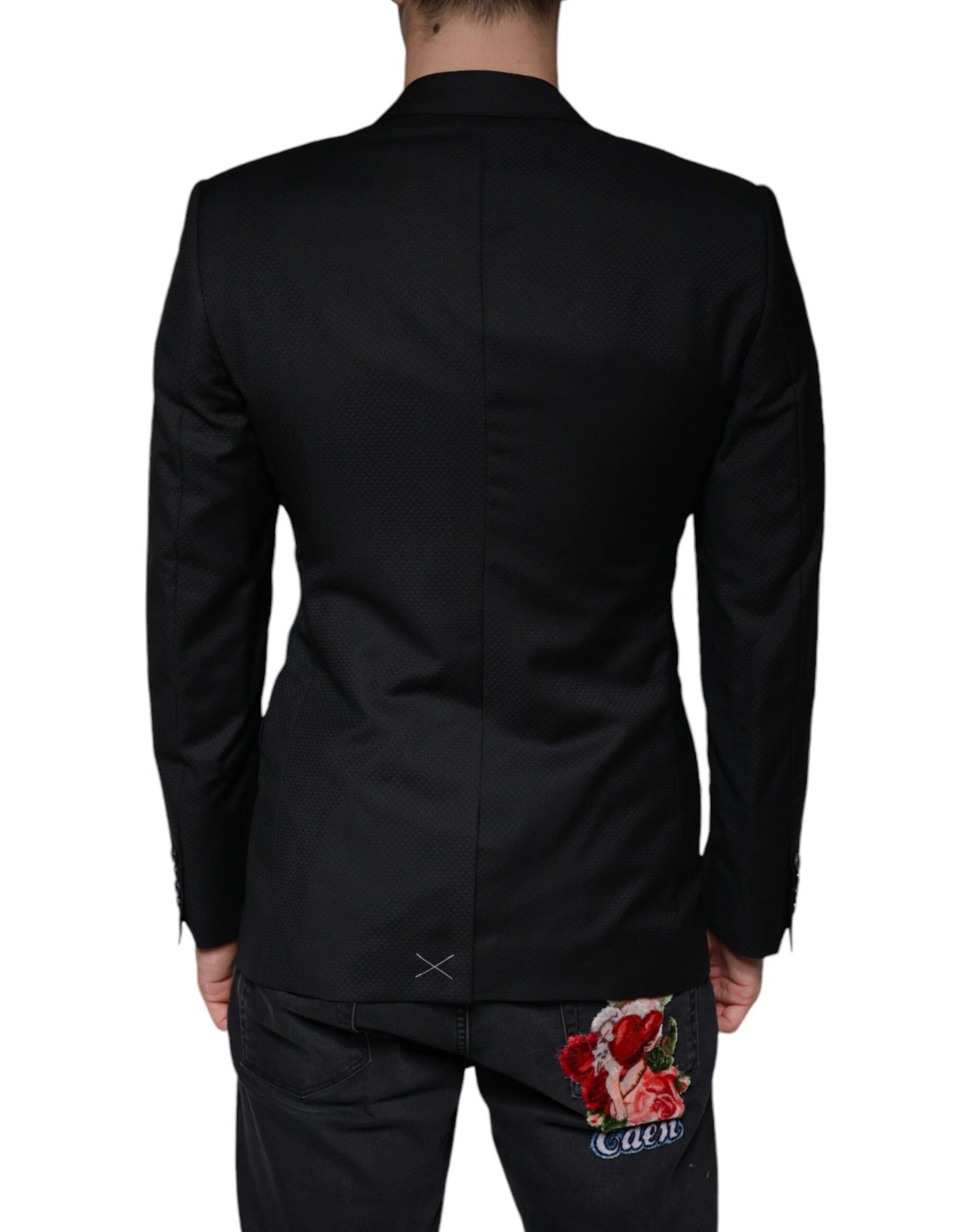 Blazer de botonadura sencilla con abeja MARTINI negra